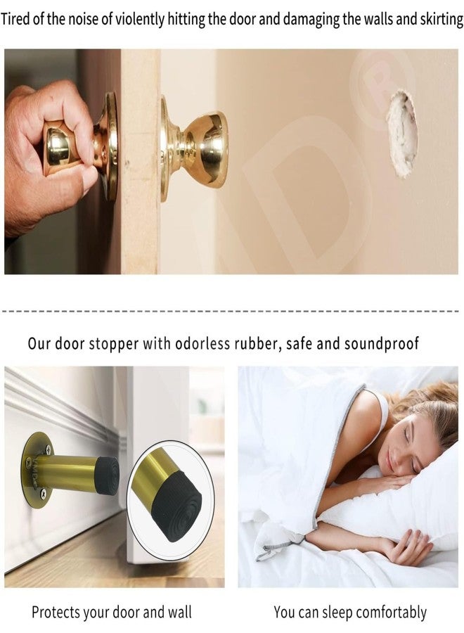 VMD, 3" Stainless Steel Antique Door Stopper Back Door Silencer Stop & Door Stop Bumper with Rubber Pad, (7.5cm x 5cm x 2.5cm) (Pack of 5) - Image 5